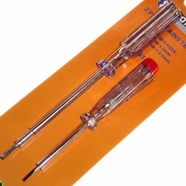 2 X Mains Tester Screwdrivers Flathead 3mm and 3.5mm Socket Power