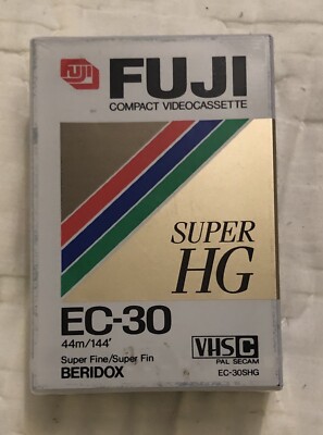 Fuji Compact Videocassette Super HG EC-30 VHSC Super Fine BERIDOX PAL SECAM NEW