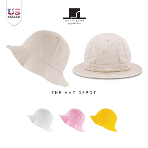 Bucket hat - The Hat Depot Round Top Cotton Tennis Bucket Hat