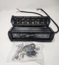 2 Set 18W 7 Inch Dual Roww led light bar Pods-60w slim led spot Flood combo