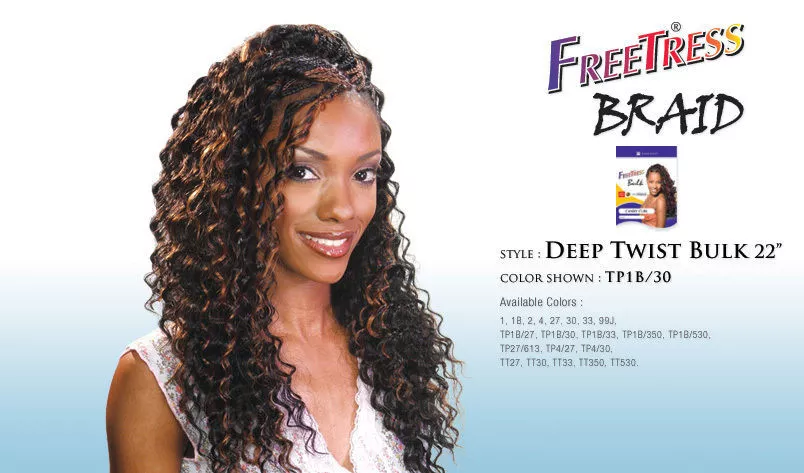 Freetress Deep Twist Bulk Crochet Braid 22 premium Hair Extension(BULK  BUY)