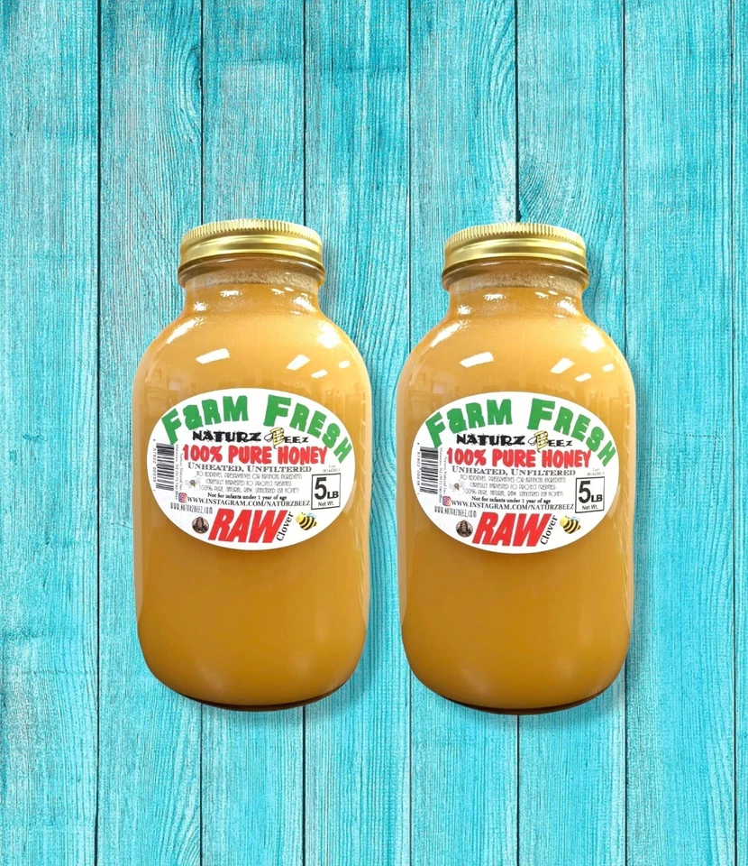 2x RAW HONEY 5LB Includes Two 5lb Jars 100% RAW CLOVER 5LB - Image 3 of 4
