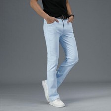 Men Bell Bottom Jeans 60s 70s Retro Flared Denim Pants Stretch Trousers Slim