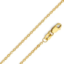 14K Real Yellow Gold 1.6 mm Diamond Cut  Bevelled Cable Chain- 16"-22''