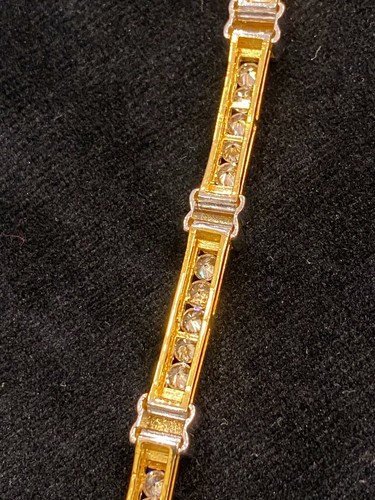 Pave 4.72 Cts Round Brilliant Cut Channel Diamonds Tennis Bracelet In 14K Gold - Picture 12 of 12