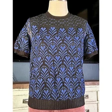 NWT New $130 Anthropologie Daniel Rainn Black Blue Lace Blouse Top S