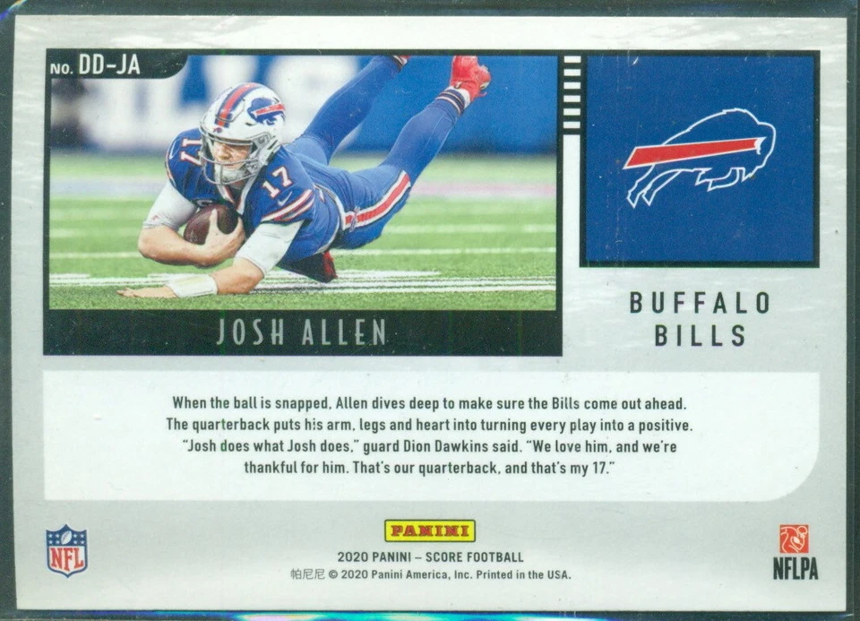 2020 Panini SCORE Deep Dive DD-JA JOSH ALLEN Buffalo Bills - Image 2 of 2