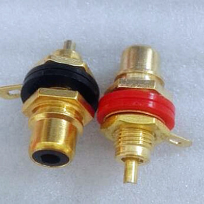 2pcs GOLD RCA CONNECTOR FEMALE CHASSIS SOCKET JACK FOR AUDIO CD PLAYER AMPLIFIER