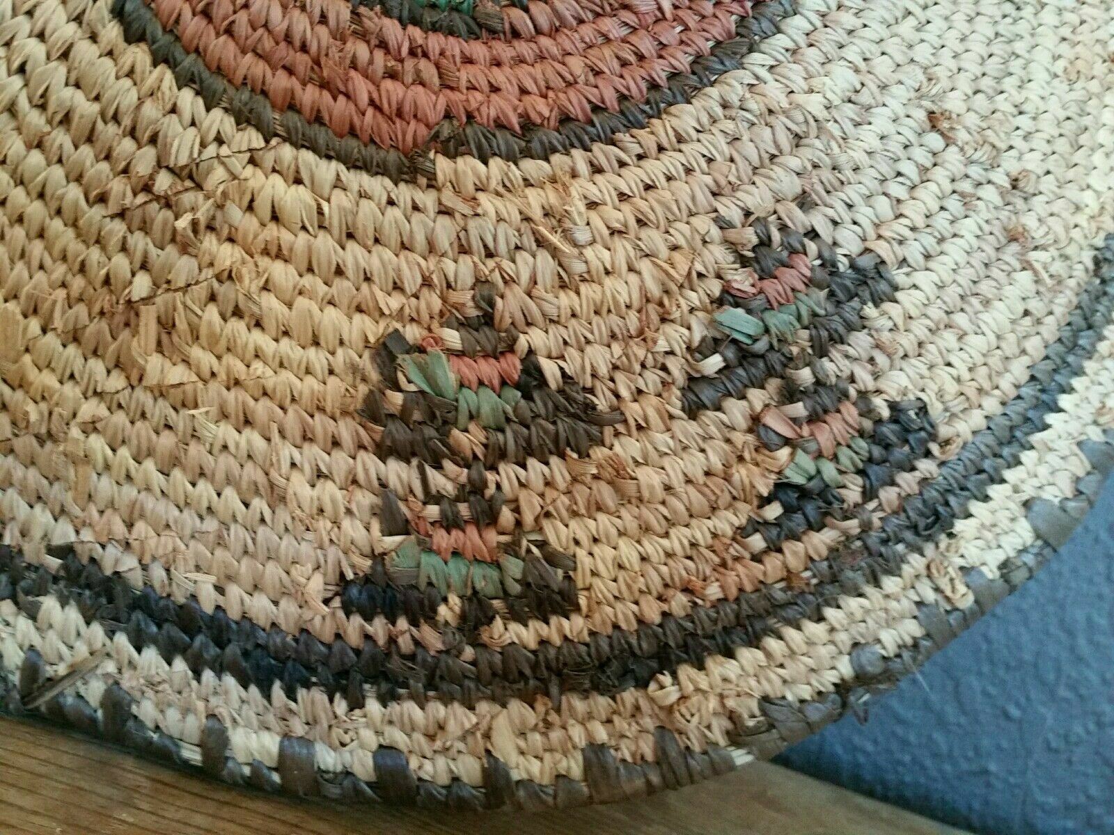 Beautiful Antique 13in African Intricate Woven Basket 