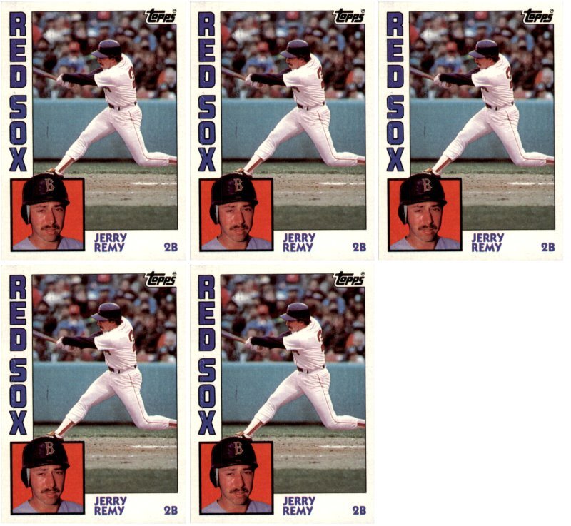 (5) 1984 Topps #445 Jerry Remy Boston Red Sox Card Lot