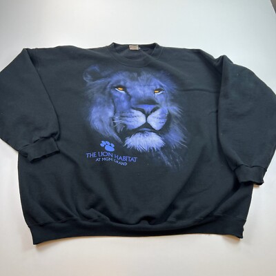 Vintage MGM Grand Lion Habitat Sweatshirt Adult 2XL Black Crew Neck Pullover