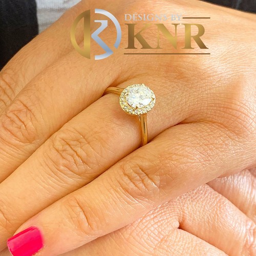 14k Yellow Gold Oval Cut Diamond Engagement Ring Art Deco Halo Prong Set 0.95ctw - Picture 3 of 11