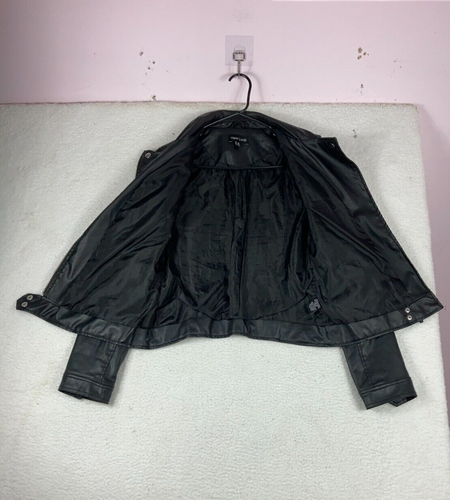 New Look Damengröße Medium schwarz Kunstleder Moto Biker kurz geschnitten Reißverschluss Jacke - Bild 4 von 11