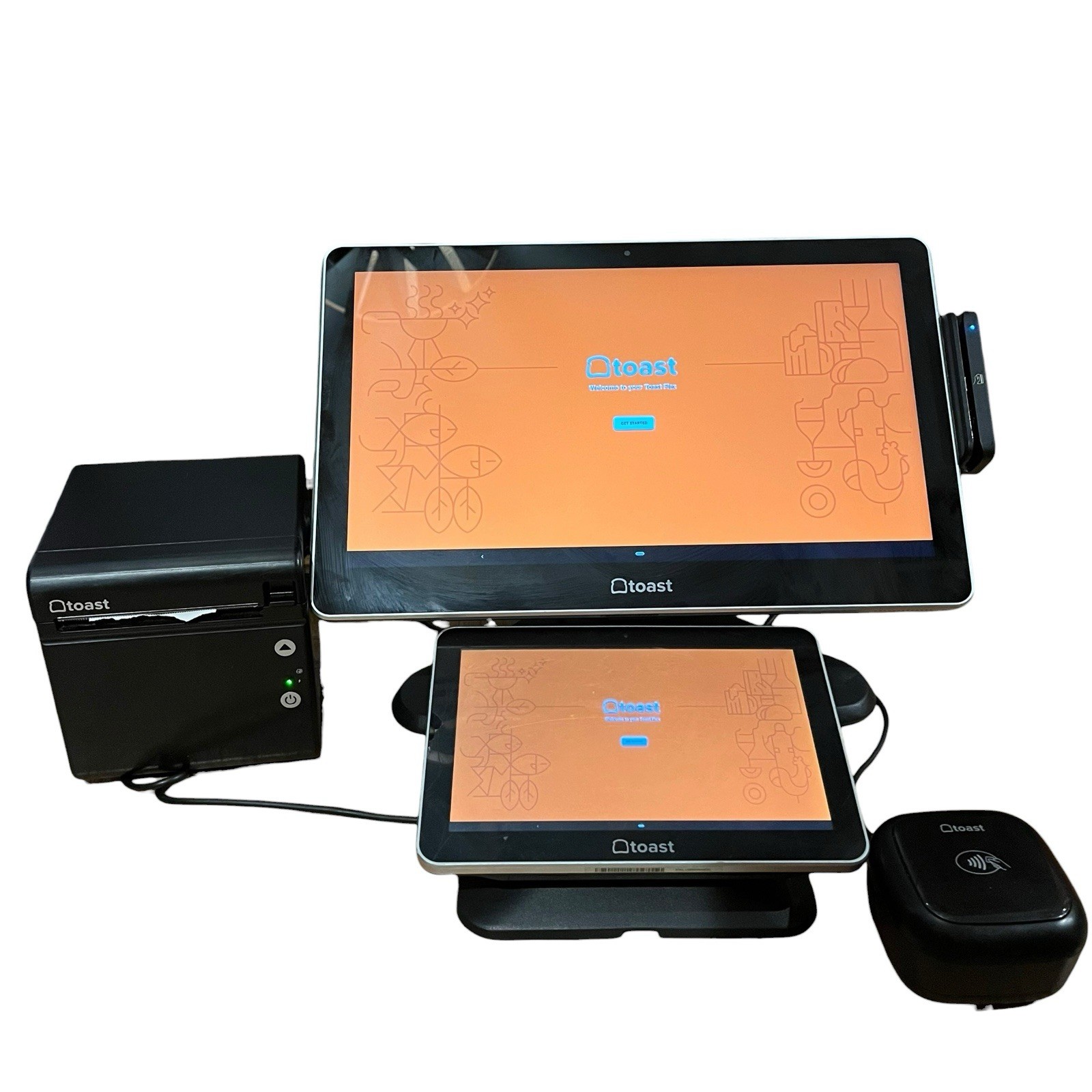 Toast Flex TT200 POS System Dual Display Toast Tap TP200 Printer Card Reader