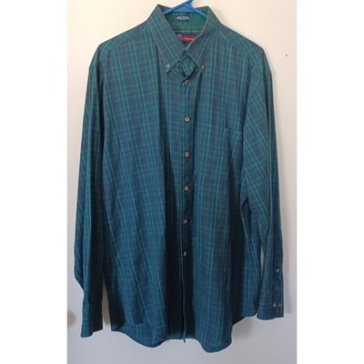 Smith-Forester Men Button Down Shirt 16.5 34/35 Green Plaid 100% Cotton Heritage