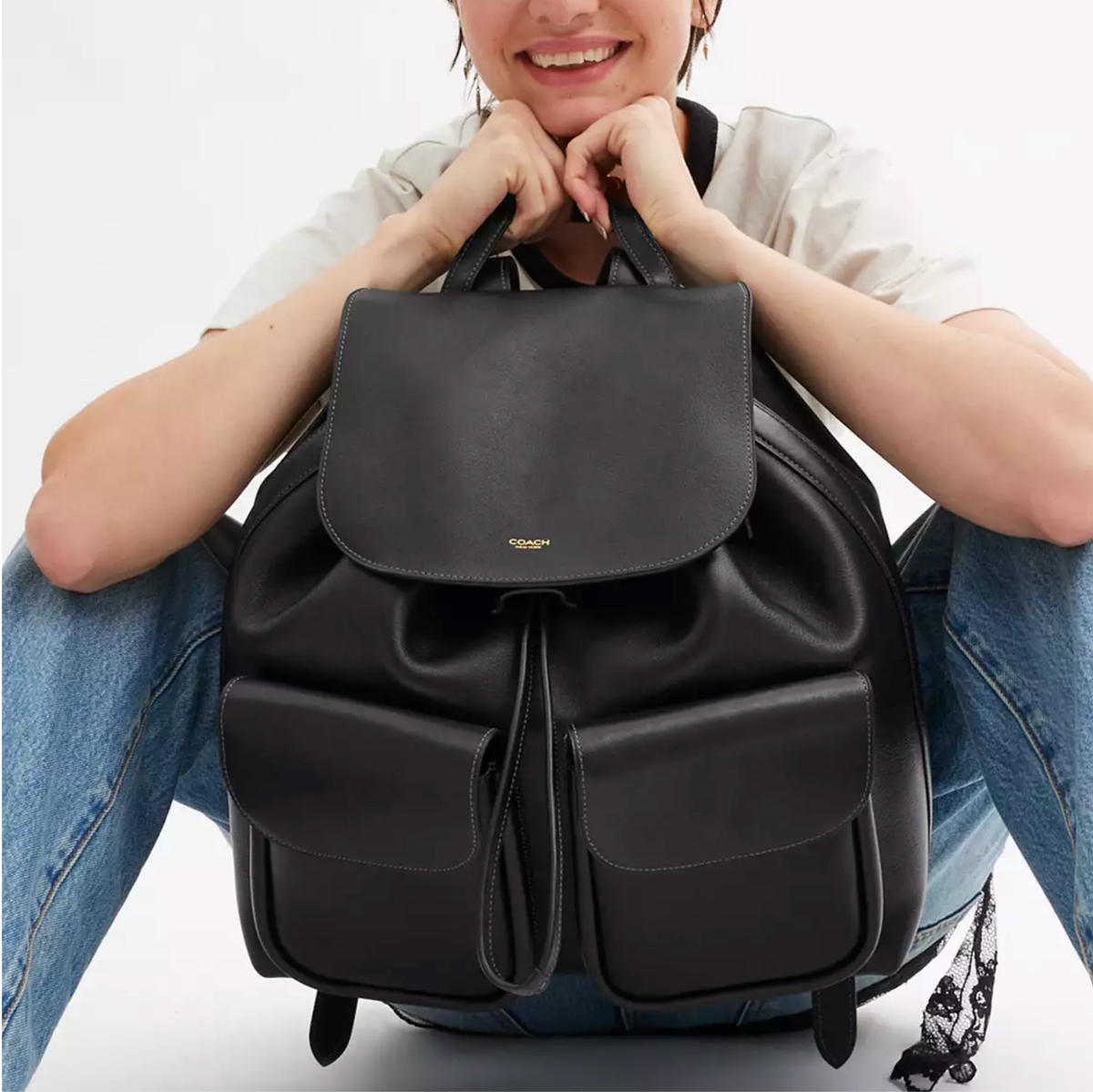 COACH リュック ブラック Coach Crosby Backpack in Black Natural Grain Leather NWT CY279