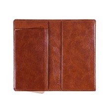 Leather Checkbook Cover with Built-in Divider Pen holder For Men Women Tan