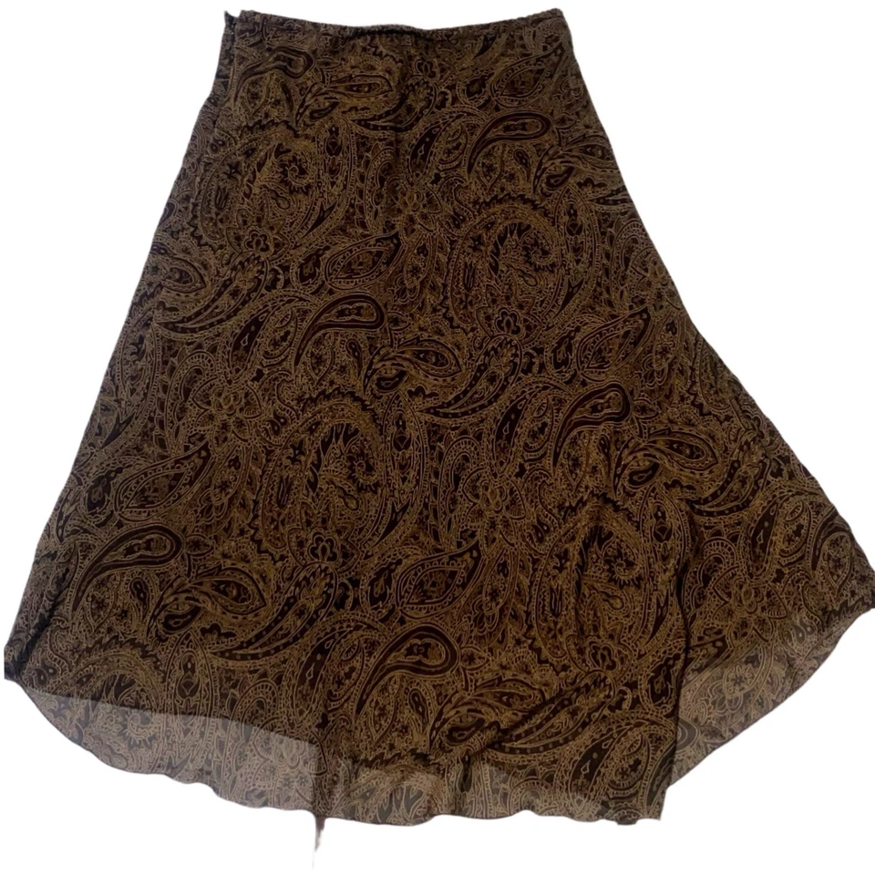 Falda Larga Kathie Lee Colección Años 90 Vintage Marrón Cachemira Y2K Para Mujer Talla 16 Foto 2 de 4