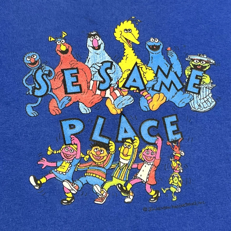 Vintage 80s 90s Sesame Place Sweatshirt Tee Jays USA Cookie Big Bird Sz L - Image 2 of 4