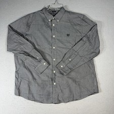 Men's Chaps Custom Fit Black White Small Check Dress Casual Shirt Size XXL