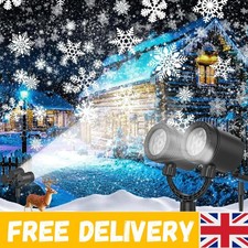 Image of LED Double Head Christmas Projector with Snowflake Patterns - Waterproof Décor