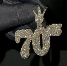 2.50Ct Round Cut Moissanite 925 Sterling Silver Customized Word Number Pendant