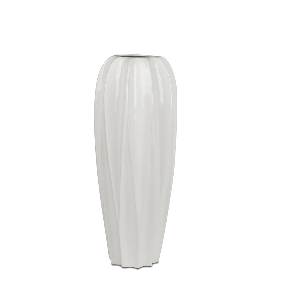 Bodenvase BASIC rund mit Relief weiß H. 46cm Keramik Formano