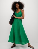 Marks & Spencer Womens Cotton Maxi Dress in Green - M&S