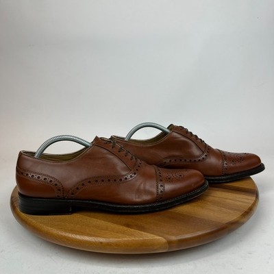 Mens Pollini Brown Leather Brogue Cap Toe Dress Shoes Size EU 41 US 8 M GUC