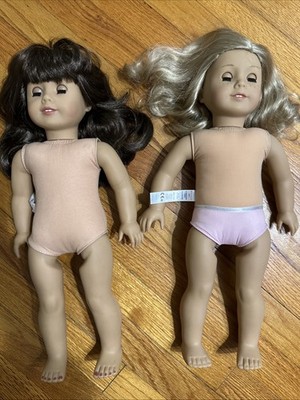 Lot -2 American Girl Dolls - Played With Samantha And Blonde Curly Hair Blue Eye