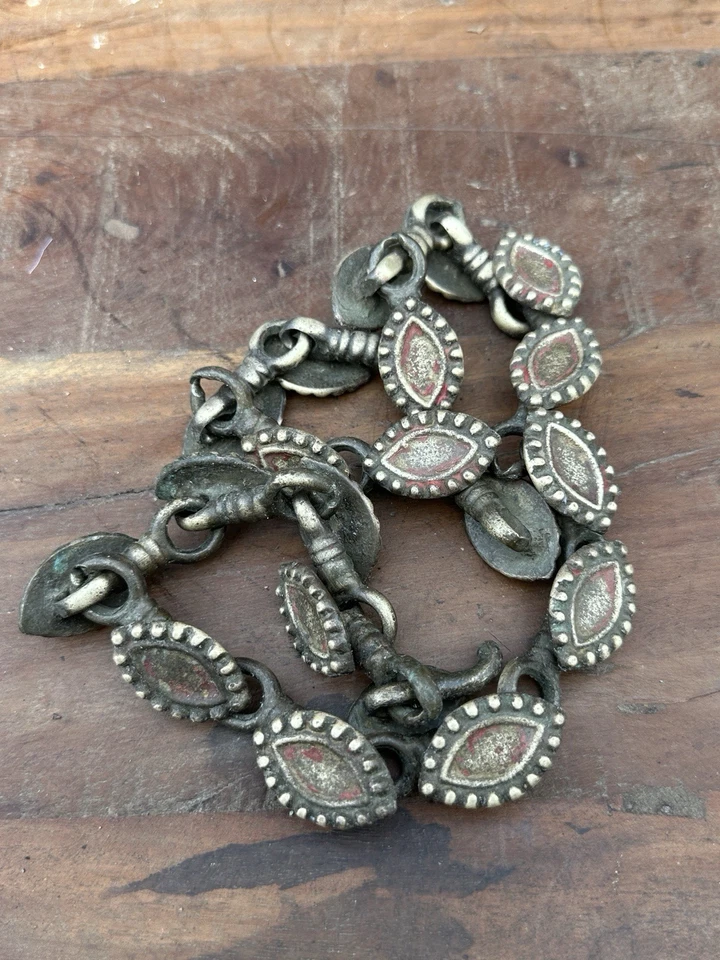 Old Ancient Brass Hand Carved Beautiful Design Belt Chain 32” - Image 3 of 4