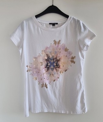 Shirt ° Comma ° Gr. 36 S ° Sommer T-Shirt mit Aufdruck goldfarben