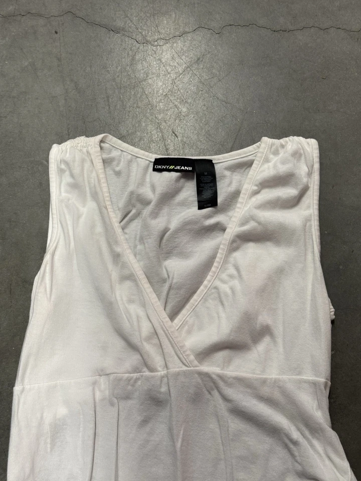 Blusa blusa envolvente blanca para mujer DKNY vintage Y2K talla mediana Foto 2 de 4