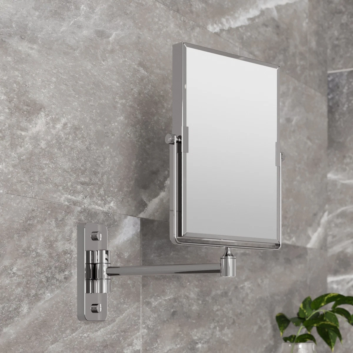 Wall Mounted 3x Magnifying Bathroom Mirror Shaving MakeUp Extending Chrome Black