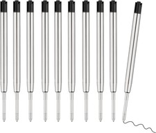 10 Pcs Replaceable Ballpoint Pen Refills, Black Ink Refill, 1mm Medium Refill