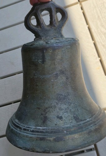 Antique BRONZE MISSION BELL, Large Spanish? Colonial Brass Church No CLAPPER. - Picture 3 of 9
