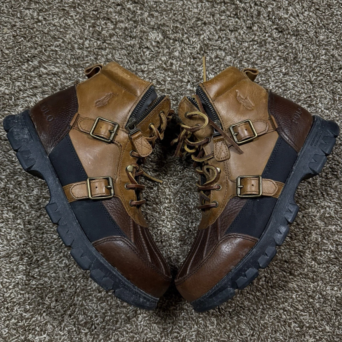 Polo Ralph Lauren Tavin Brown Leather Dual Strap Buckle Duck‎ Boots Men\'s 11.5 D Polo Ralph Lauren Men main image 3