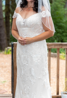Champagne Off-the-Shoulder Column/Sheath Wedding Dress