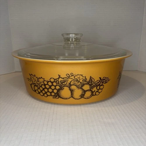 Vintage Pyrex Old Orchard Big Bertha #664 With Lid 4 Quart Casserole Dish