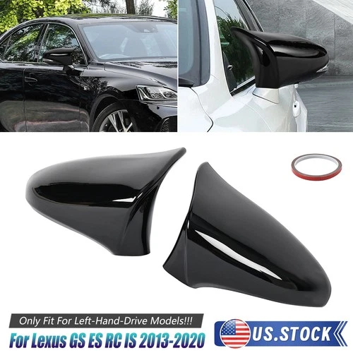 For Lexus IS RC GS RC F SPORT Glossy Black Rear View Side Door Mirror Cover 2PCS