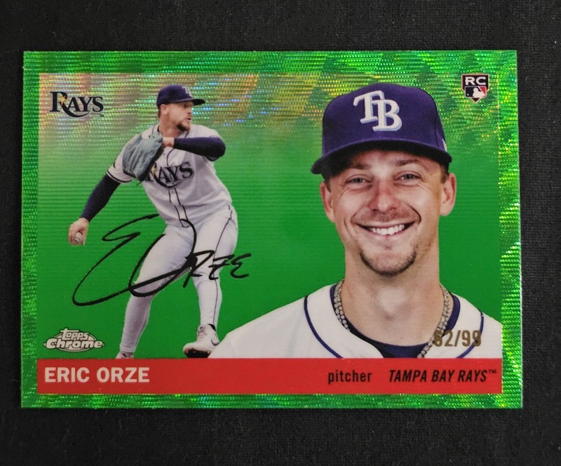 💥Topps 2025 Chrome Eric Orze RC  Green /99 Tampa Bay Rays #389