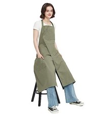 Pottery Apron Split Leg,100 Cotton Artist Apron 3 Pockets for Women