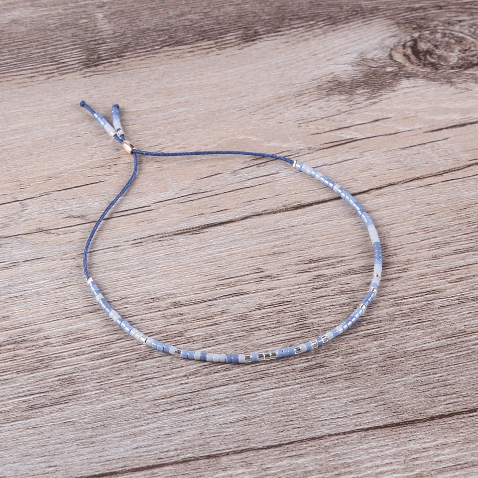 Pulseras de amistad ajustables hechas a mano románticas con cuentas de semillas de cristal para joyería Foto 3 de 4