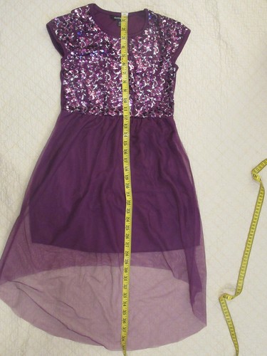 George Girls Dress Sequins Short Sleeve Sheer Layer Purple Size L (10-12) - Picture 4 of 7