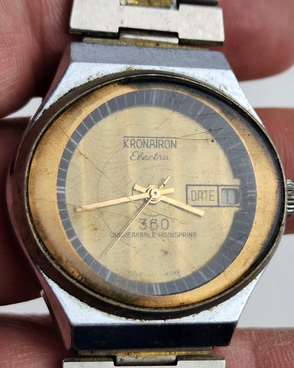 VIntage Kronatron Electra 360 Date Mens Mechanical Watch Working