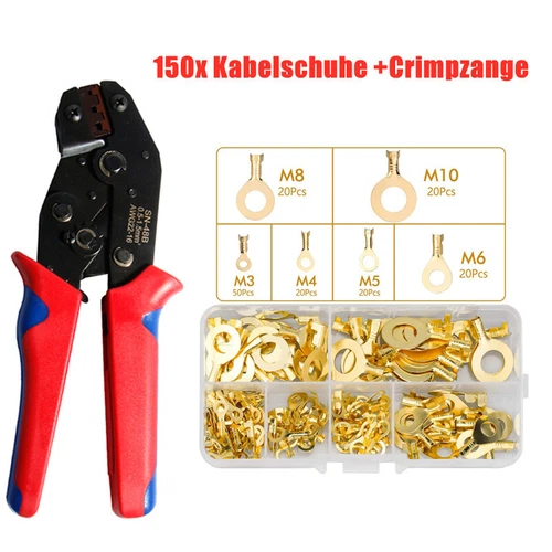 300-tlg Set Ringkabelschuhe Messing Crimp Ringösen Ringzungen Satz M3-M10 - Bild 14 von 15