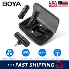 BOYALINK Dual Wireless Lavalier Recording Microphone, 2.4GHz With CHARGING CASE