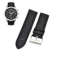 FS4866 24mm Black Leather Watch Strap For Fossil