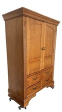wood Brutalist mid century Armoire 2 Door 4 D...