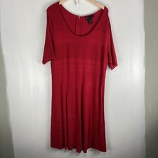 Lane Bryant Short Sleeve Ribbed Fit & Flare Flowy Midi Sweater Dress Red 14/16